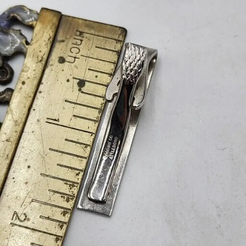 Vintage DuPont Chemical Advertising Silver Tone Tie Bar Clip Robbins Attleboro
